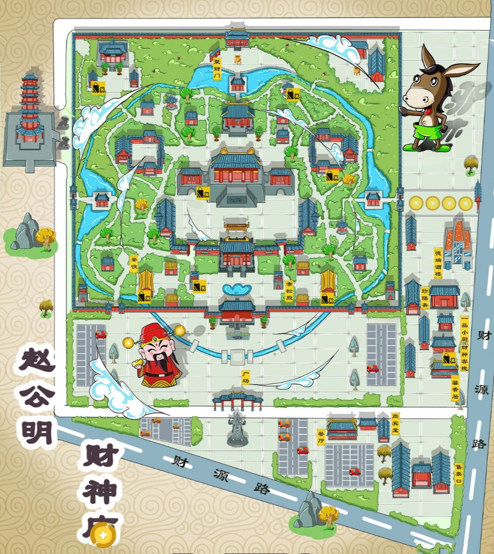 平桥寺庙类手绘地图